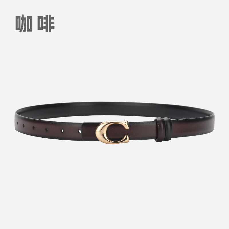 Wholesale Letter C buckle ladies'  genuine leather belt